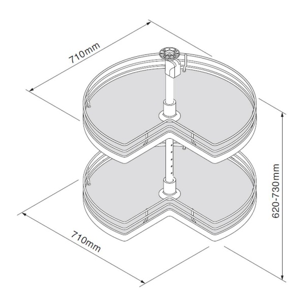 3/4 CAROUSEL SET (Innostor Plus) to suit 900mm L-SHAPED base cabinet - 2 finishes (ECF IP2CC390/IP4CC390)