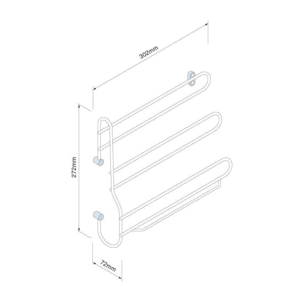 3-TIER TIE / BELT RACK (door mounted swing out) 300mm wide CHROME finish (ECF FF50900CH)