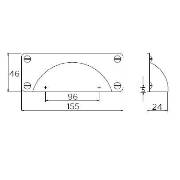 WARWICK CUP on PLATE Cupboard Handle - 96mm h/c size - POLISHED PEWTER finish (PWS H1055.96.PE)