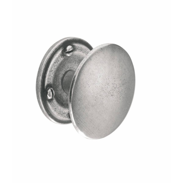 WARWICK KNOB with BACKPLATE Cupboard Handle - 50mm diameter - RAW PEWTER finish (PWS K627.45.PE)