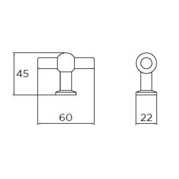 WEEL T KNOB Cupboard Handle - 60mm long - 3 finishes (PWS H1091.60)