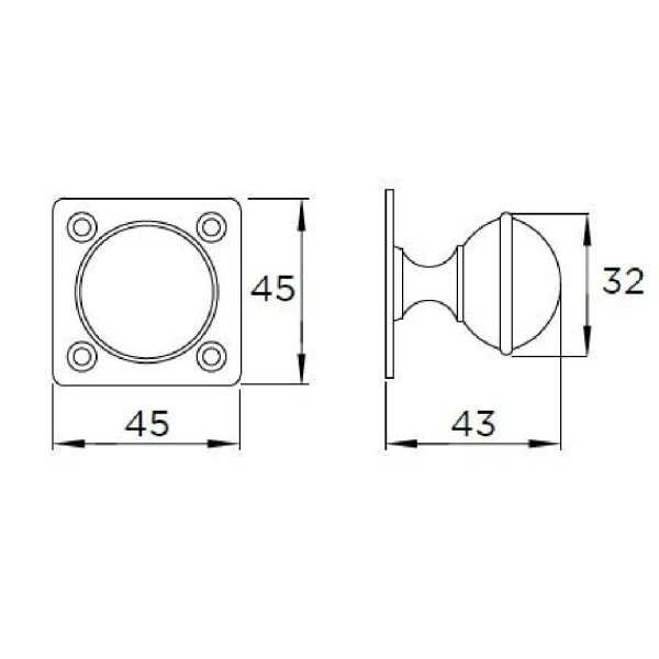 WELLINGTON ROUND KNOB on BACKPLATE Cupboard Handle - 32mm diameter - 3 finishes (PWS K1075.32)