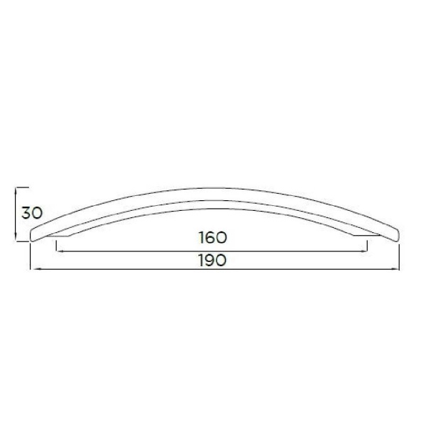 WITTON CURVED BOW Cupboard Handle - 160mm h/c size - 2 finishes (PWS H417.160.BS / H418.160.CH)