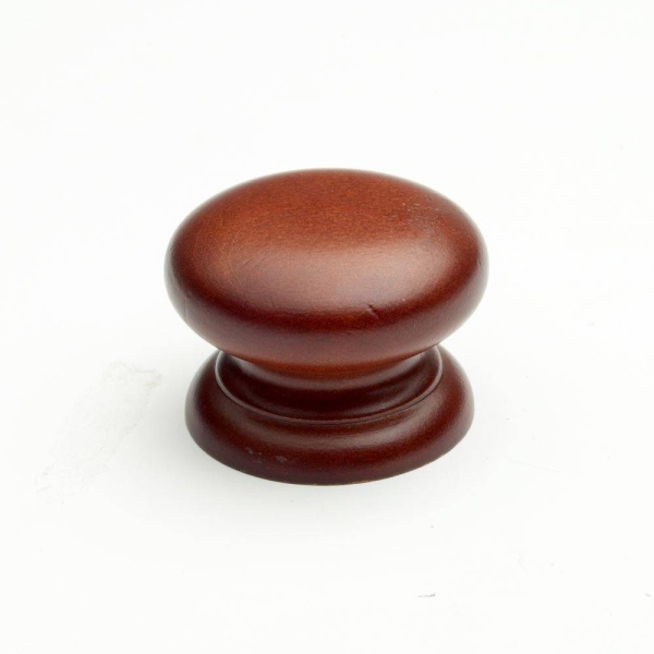 WOODEN Laithe Button Knob Cupboard Handle - 53mm diameter - CHERRY finish (ECF FF82100)