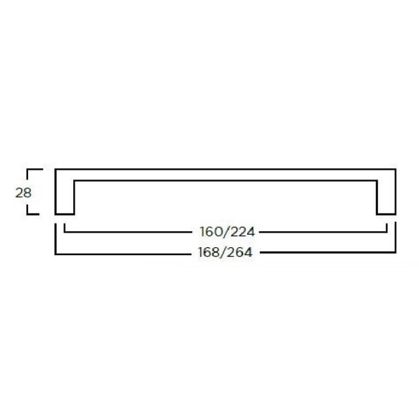 YARD SLIM SQUARE BAR Cupboard Handle - 2 sizes - 3 finishes (PWS H1137.160/H1137.224)