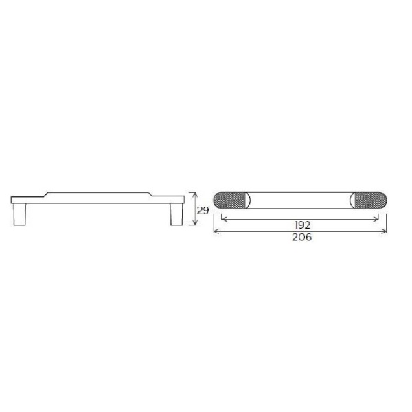 YARM KNURLED D Cupboard Handle - 192mm h/c size - 3 finishes (PWS H1162.192)