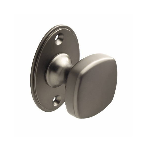 YEADON SQUARE KNOB on OVAL BACKPLATE Cupboard Handle - 38mm  x 38mm - 2 finishes (PWS K999.38)