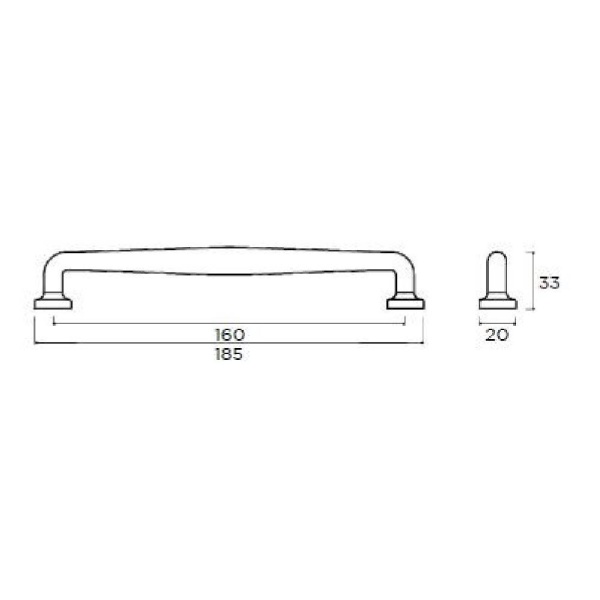 YEAL ROD D Cupboard Handle - 160mm h/c size - ANTIQUE PEWTER finish (PWS H1159.160.PE)