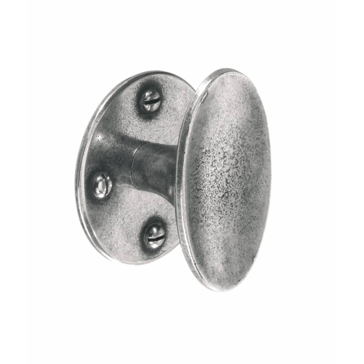 BARFORD KNOB & BACKPLATE Cupboard Handle - 50mm diameter - RAW PEWTER finish (PWS K628.50.PE)