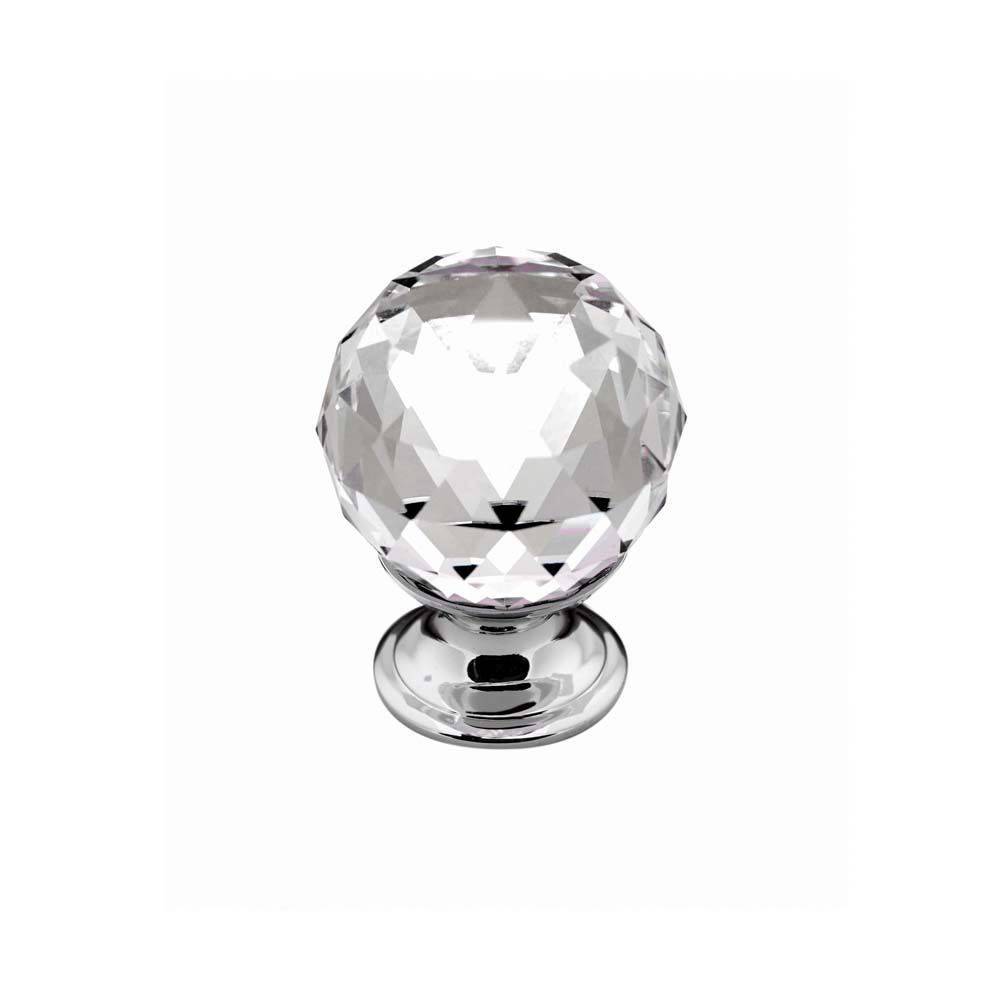 CLARITY Knob Cupboard Handle - 3 sizes - Chrome/Crystal finish (ECF FF490**)