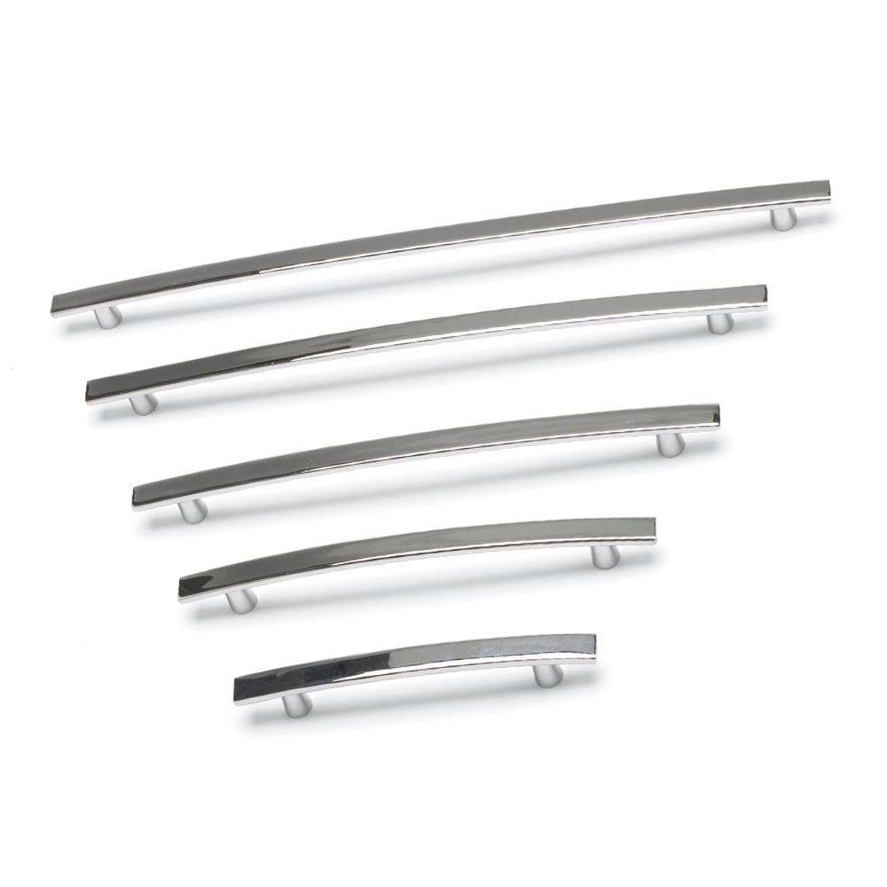 FLAT CURVE Rod Cupboard Handle - 5 sizes - CHROME finish (ECF FF66***)