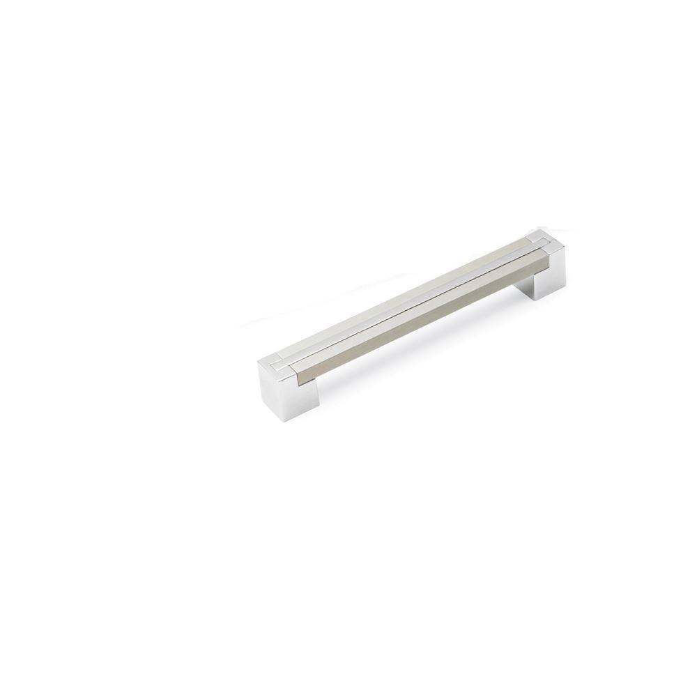 FUSION SQUARE Bar Cupboard Handle - 160mm h/c size - CHROME/BRUSHED SATIN NICKEL finish (ECF FF80860)