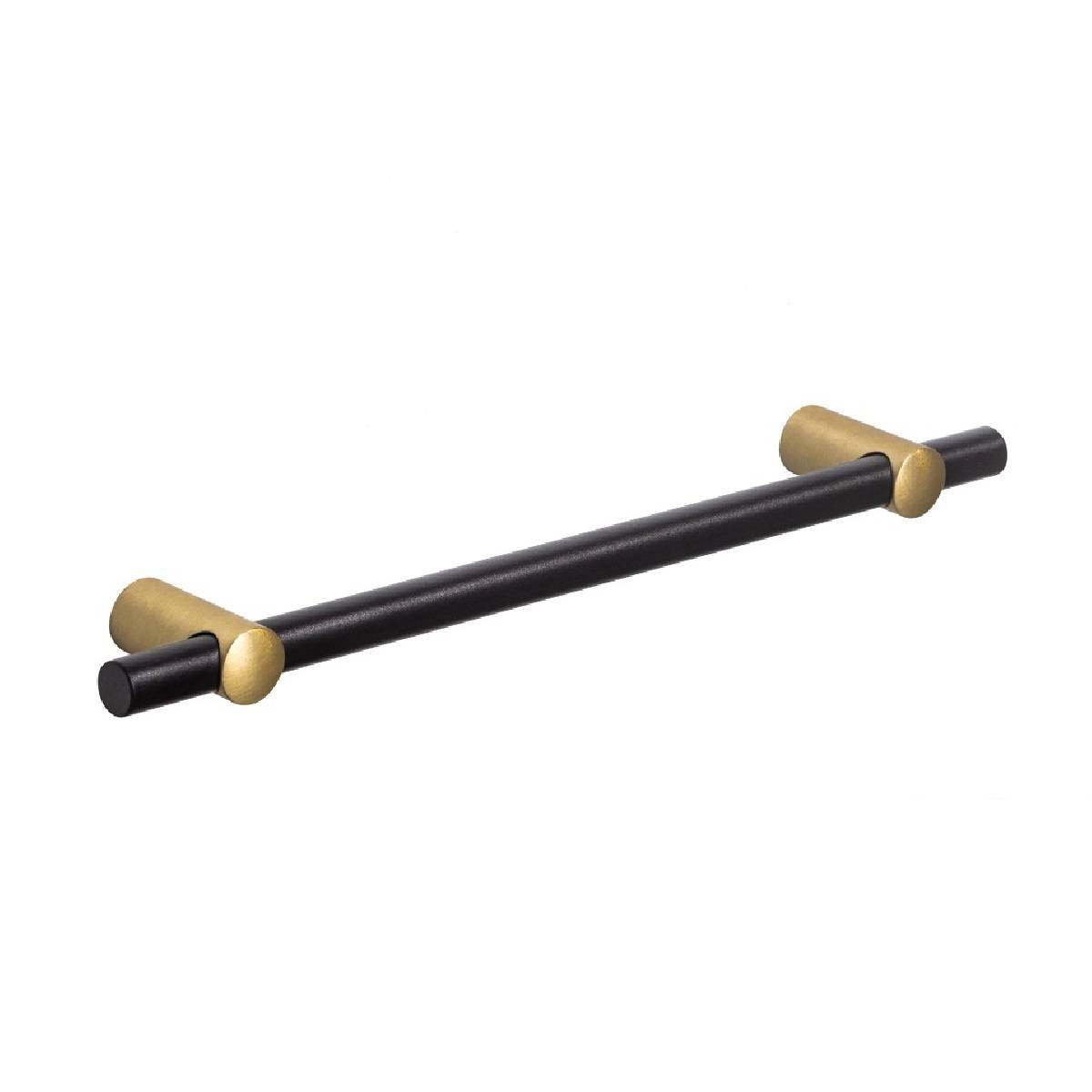 HAMPTON T BAR Cupboard Handle - 160mm h/c size - MATT BLACK & SATIN BRASS finish (PWS H1176.160.MBSB)