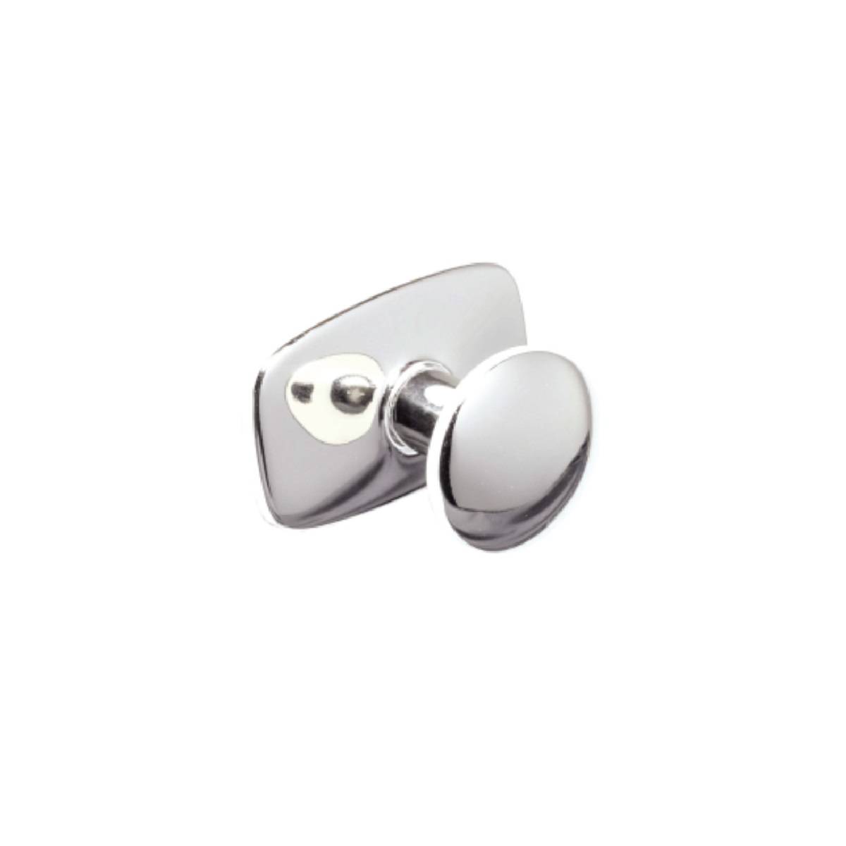 HERWORTH KNOB on RECTANGULAR PLATE Cupboard Handle - 30mm dia - BRIGHT NICKEL finish (PWS K1119.30.BN)