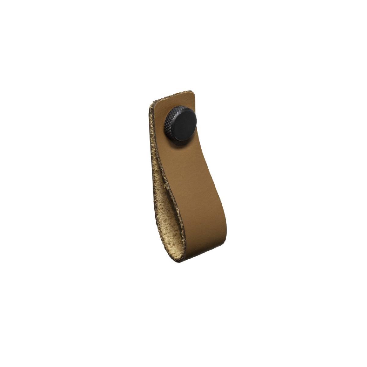 JEAKER LOOP PULL Cupboard Handle - 80mm x 25mm - BLACK or BROWN LEATHER finishes (PWS H1149.80)