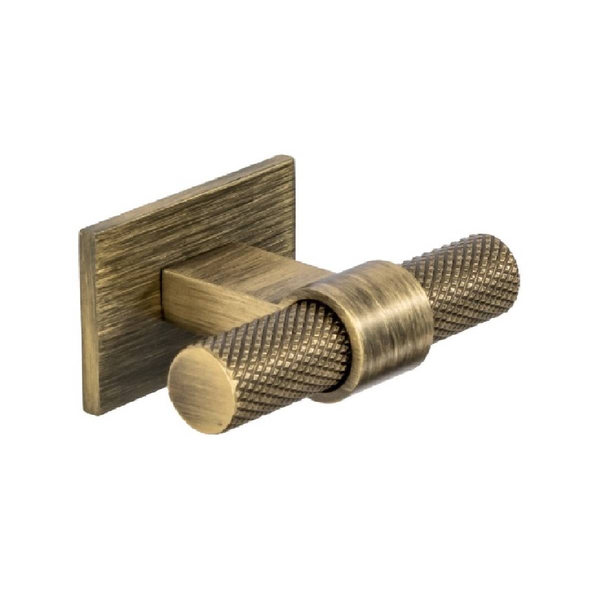 KNURLED T KNOB c/w RECTANGULAR BACKPLATE Cupboard Handle - 60mm long - 3 finishes (PWS H1125.35)