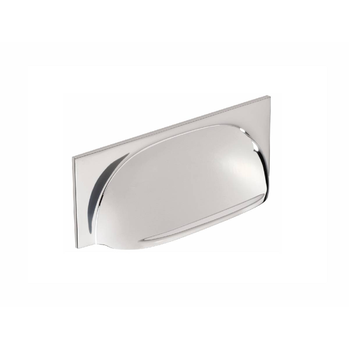 MARTON CUP on PLATE Cupboard Handle - 96mm h/c size - POLISHED CHROME finish (PWS H1116.96.CH)