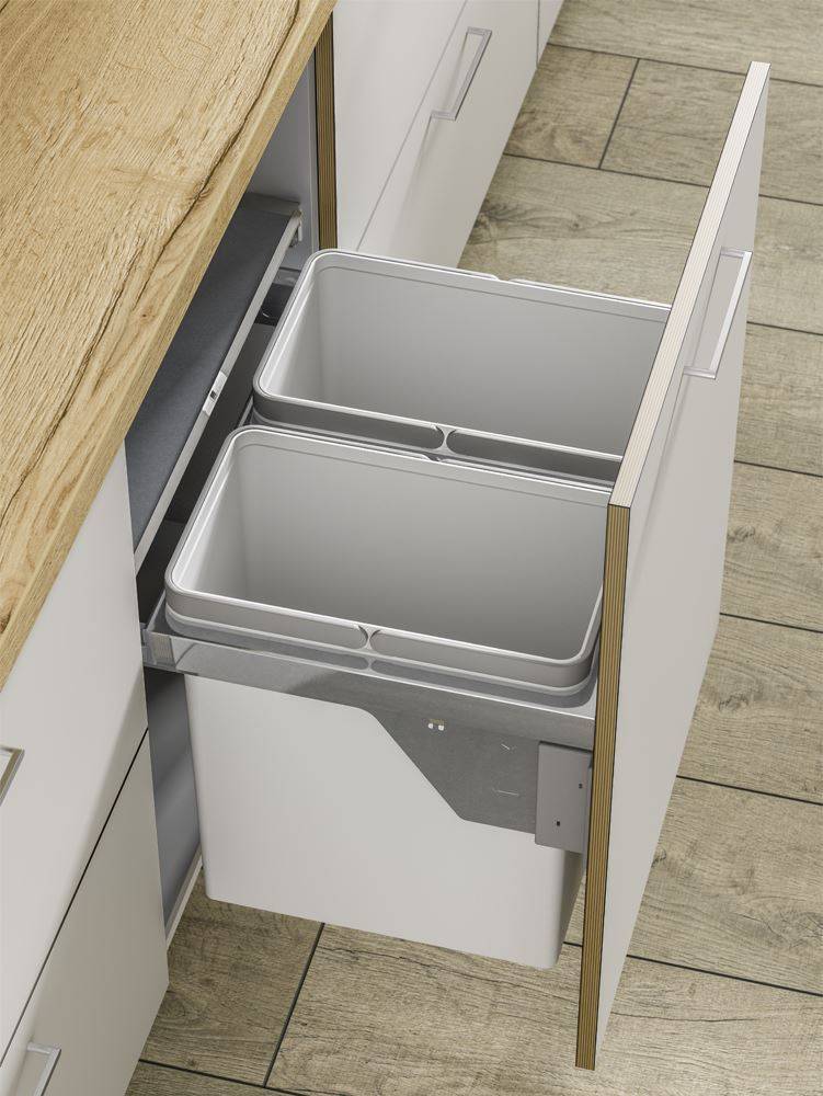 PULL-OUT WASTE BIN (Side Mounted) 45 litre capacity for 500mm wide cabinet (ECF IP2BIN52)