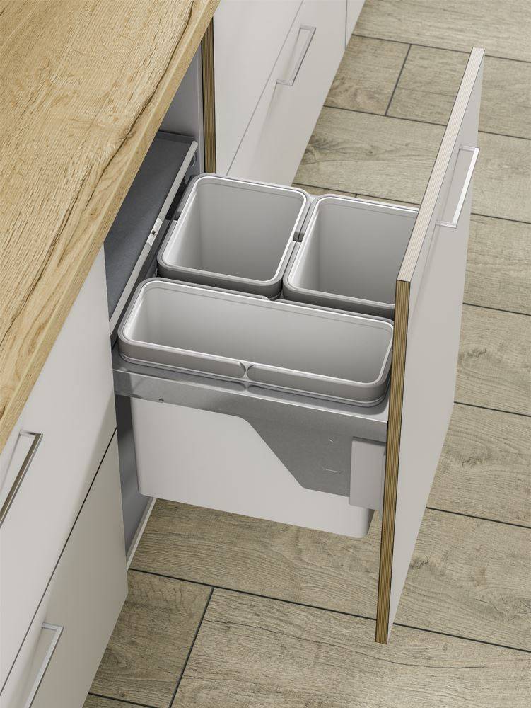 PULL-OUT WASTE BIN (Side Mounted) 45 litre capacity for 500mm wide cabinet (ECF IP2BIN53)