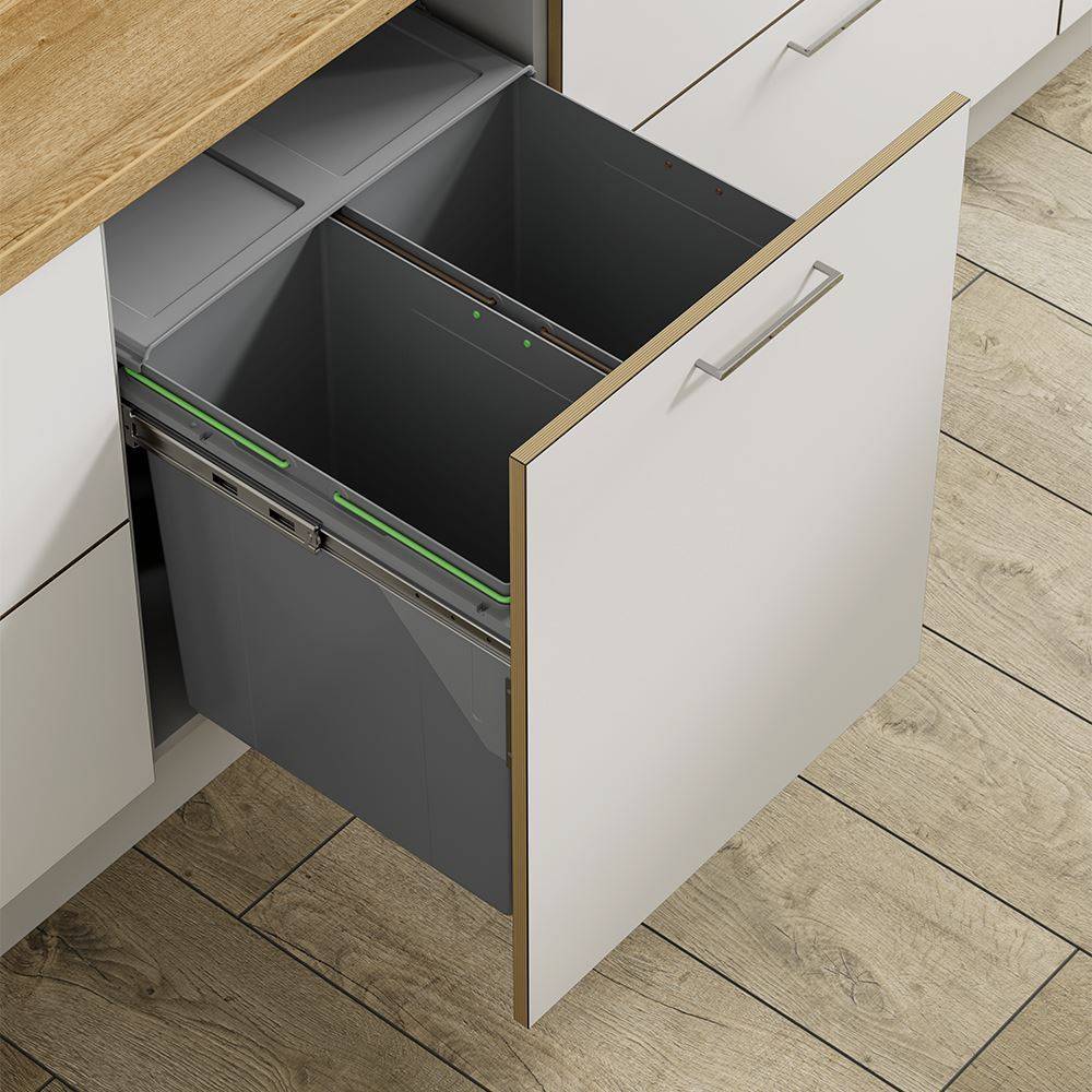 PULL-OUT WASTE BIN (Side Mounted) 90 litre capacity for minimum 600mm wide cabinet (ECF BIN74)