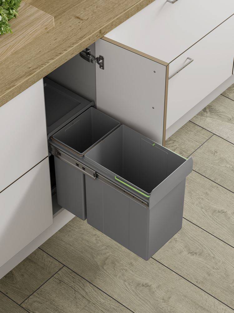 PULL-OUT WASTE BIN (Base Mounted 30 litre capacity) for minimum 300mm wide cabinet (ECF BIN36)