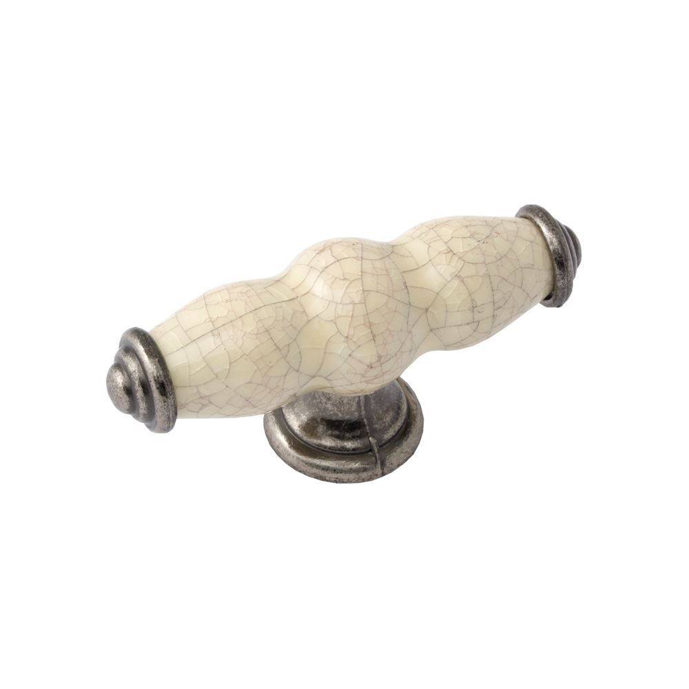 WINCHESTER Ceramic Crackle T Bar Cupboard Knob Handle - 75mm long - 3 finishes (ECF FF86100)