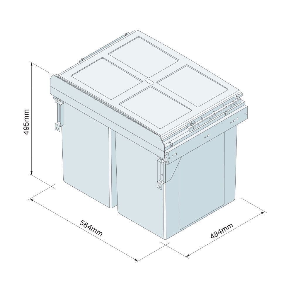 PULL OUT WASTE BIN Side Mounted 90 Litre Capacity For Minimum 600mm   Pull Out Waste Bin Side Mounted 90 Litre Capacity For Minimum 600mm Wide Cabinet Ec (2) 54232 Dv P 